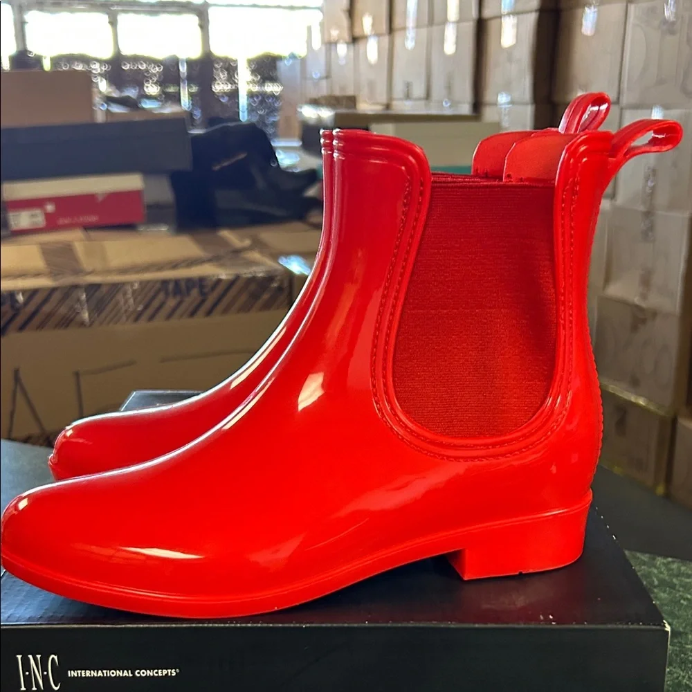 INC International Concepts Bright Red Women's Rain Boots